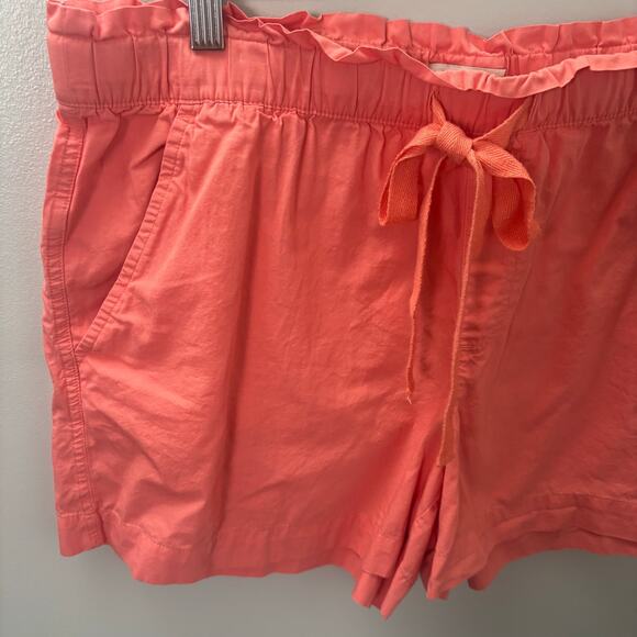 LOFT Outlet Coral Pink Cotton Pull-On Shorts Women’s Large Elastic Waist Pockets - Picture 2 of 8